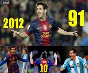 yapboz Messi 2012 91 gol ile tamamlanır.